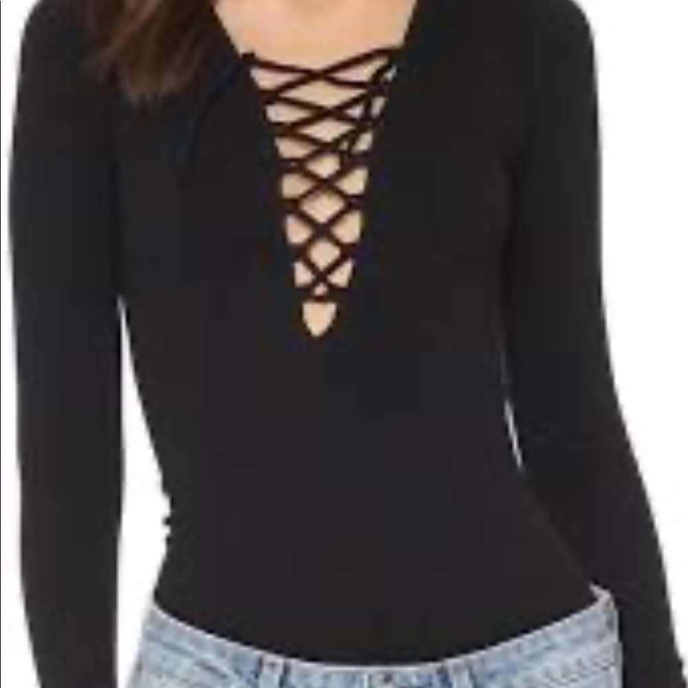 Black lace up top